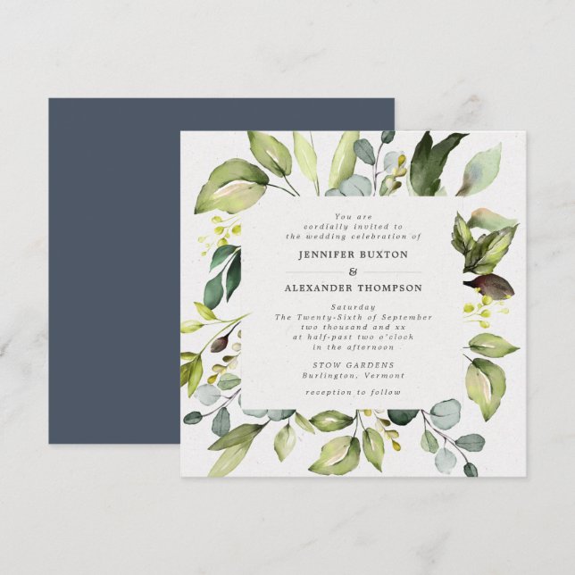 Elegant Eucalyptus Greenery Wedding Invitation (Front/Back)