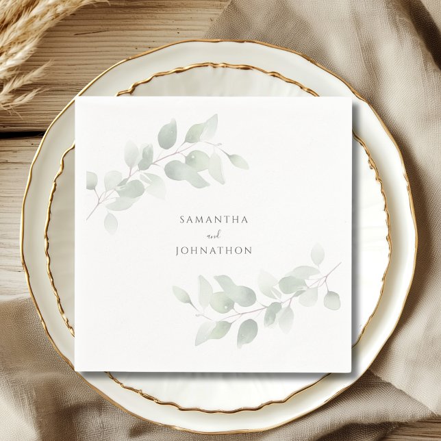 Elegant Eucalyptus Greenery Wedding  Napkin (Creator Uploaded)