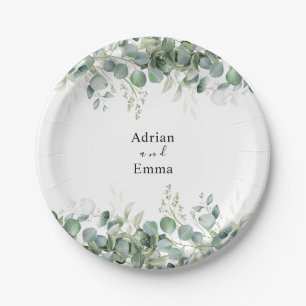 Elegant Eucalyptus Greenery Wedding Paper Plate