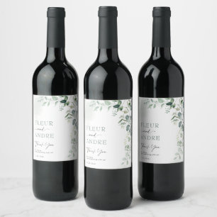 Elegant Eucalyptus Greenery Wedding Party Favours Wine Label