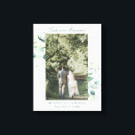 Elegant Eucalyptus Greenery Wedding Photo Canvas Print<br><div class="desc">Elegant botanical gallery wrapped canvas featuring your favourite wedding photo framed with eucalyptus leaves and greenery with a hint of blue and speckles of faux gold glitter over a pastel watercolor wash. Above are your names in script and below is the city, state and date. A simple, rustic design that...</div>