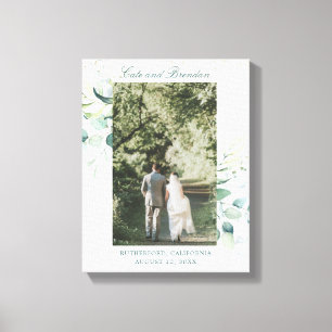 Elegant Eucalyptus Greenery Wedding Photo Canvas Print