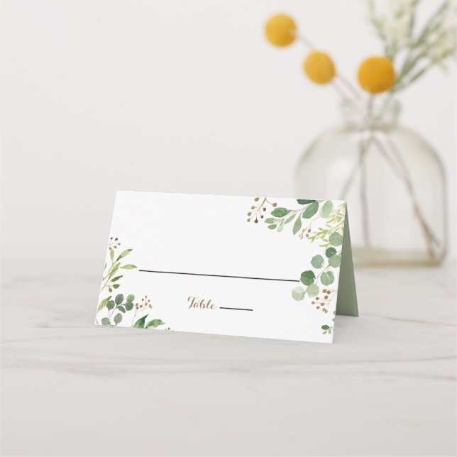 Elegant Eucalyptus Greenery Wedding Place Card (Front)