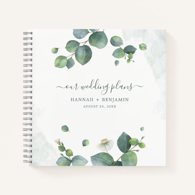 Elegant Eucalyptus Greenery Wedding Planner Notebook (Front)