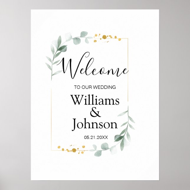 Elegant eucalyptus greenery wedding  poster (Front)