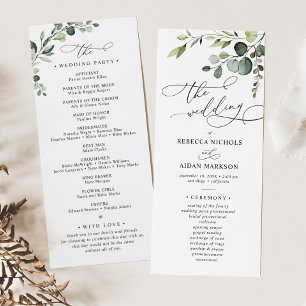 Elegant Eucalyptus Greenery Wedding Program Menu