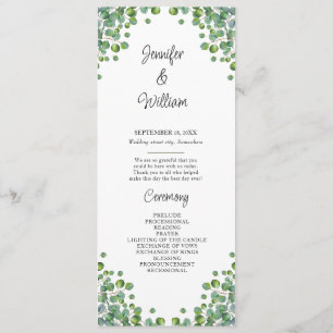 Elegant Eucalyptus Greenery Wedding Program Programme