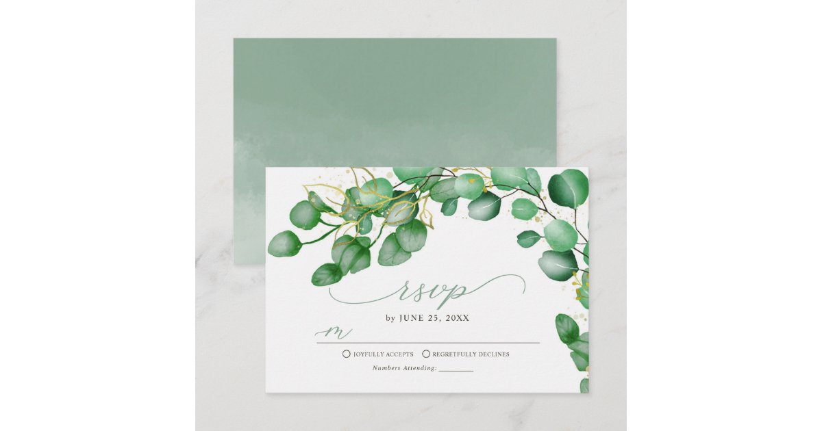 Elegant Eucalyptus Greenery Wedding RSVP Card | Zazzle