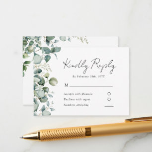 Elegant Eucalyptus Greenery Wedding RSVP Enclosure Card