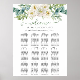 Elegant Eucalyptus Greenery Wedding Seating Chart