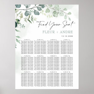 Elegant Eucalyptus Greenery Wedding Seating Chart