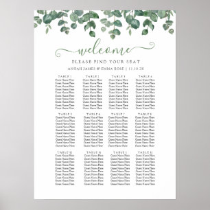Elegant Eucalyptus Greenery Wedding Seating Chart