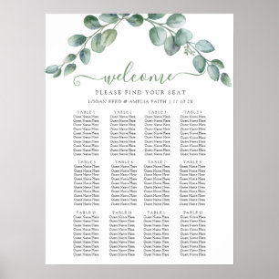 Elegant Eucalyptus Greenery Wedding Seating Chart