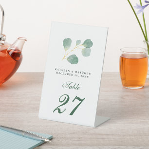 Elegant Eucalyptus Greenery Wedding Table Pedestal Sign