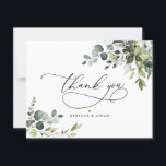 Elegant Eucalyptus Greenery Wedding  Thank You Card<br><div class="desc">Designed to coordinate with our Boho Greenery wedding collection,  this customisable Flat Thank You card features mixed watercolor greenery leaves paired with a classy serif font in black for an optional message on the back. Matching items available.</div>