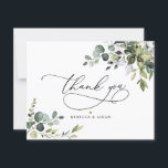 Elegant Eucalyptus Greenery Wedding  Thank You Card<br><div class="desc">Designed to coordinate with our Boho Greenery wedding collection,  this customisable Flat Thank You card features mixed watercolor greenery leaves paired with a classy serif font in black for an optional message on the back. Matching items available.</div>