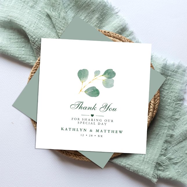 Elegant Eucalyptus Greenery Wedding Thank You Card (Creator Uploaded)