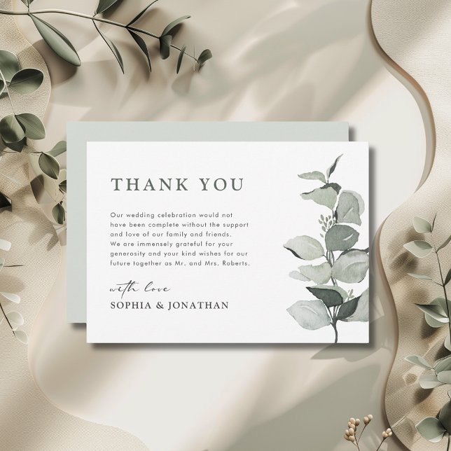 Elegant Eucalyptus Greenery Wedding Thank You Card (Elegant Eucalyptus Wedding Thank You Card)