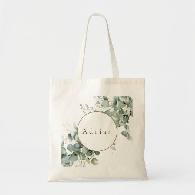 Elegant Eucalyptus Greenery Wedding Tote Bag (Front)