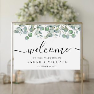 Elegant Eucalyptus Greenery Wedding Welcome Acrylic Sign