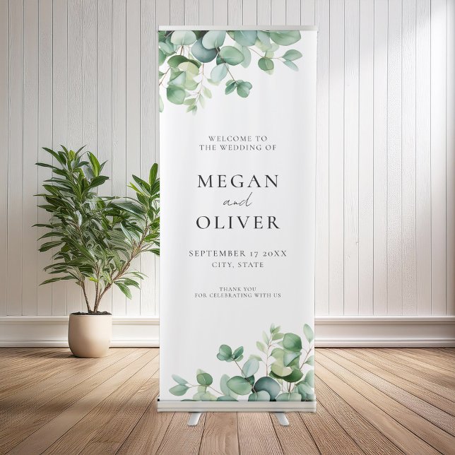 Elegant Eucalyptus Greenery Wedding Welcome Retractable Banner (Creator Uploaded)