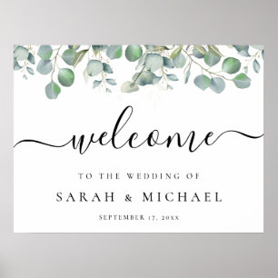Elegant Eucalyptus Greenery Wedding Welcome Sign