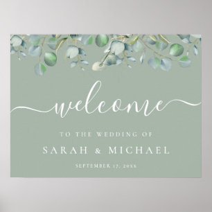 Elegant Eucalyptus Greenery Wedding Welcome Sign