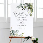 Elegant Eucalyptus Greenery Wedding Welcome Sign<br><div class="desc">Designed to coordinate with our Boho Greenery wedding collection, this customisable welcome sign template in landscape orientation features watercolor eucalyptus & leafy foliage and has been paired with an elegant calligraphy and a classy serif font in black. To make advanced changes, please select "Click to customise further" option under Personalise...</div>