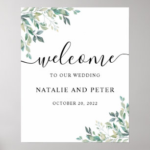 Elegant Eucalyptus Greenery Wedding Welcome Sign
