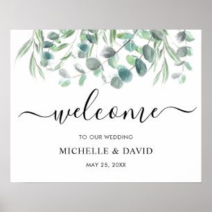 Elegant Eucalyptus Greenery Wedding Welcome Sign