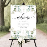 Elegant Eucalyptus Greenery Welcome Sign<br><div class="desc">Welcome your guests with this exquisite wedding (or any other event) welcome sign with exquisite watercolor greenery borders framing a welcoming message with elegant modern hand-written calligraphy details. Watercolor greenery in a beautiful blend of green, blue, beige, tan, and orange hues. 8" x 10" is only our default size, sign...</div>