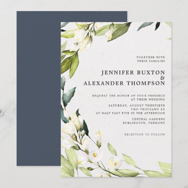 Elegant Eucalyptus Greenery Wreath Wedding Invitation (Front/Back)