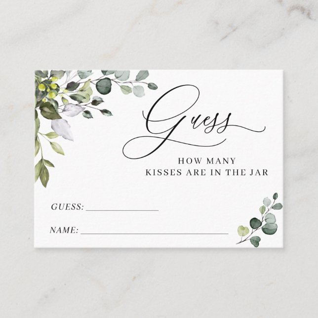 Elegant Eucalyptus Guess How Many Game Card (Front)