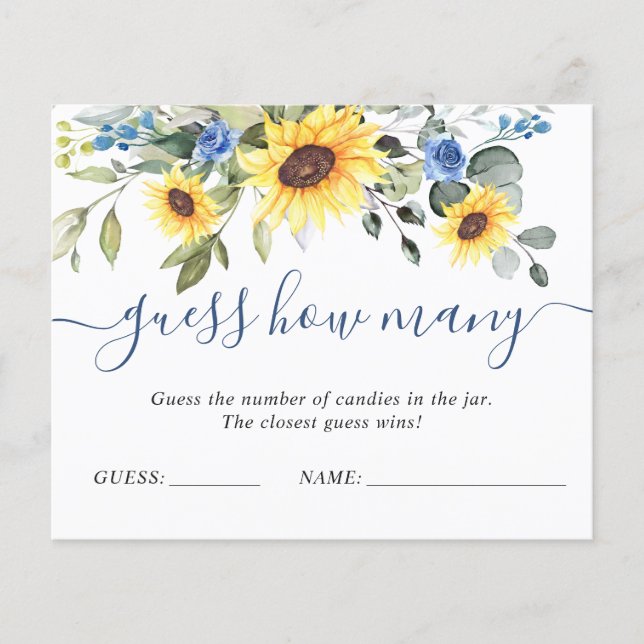 Elegant Eucalyptus Guess How Many Game Card (Front)