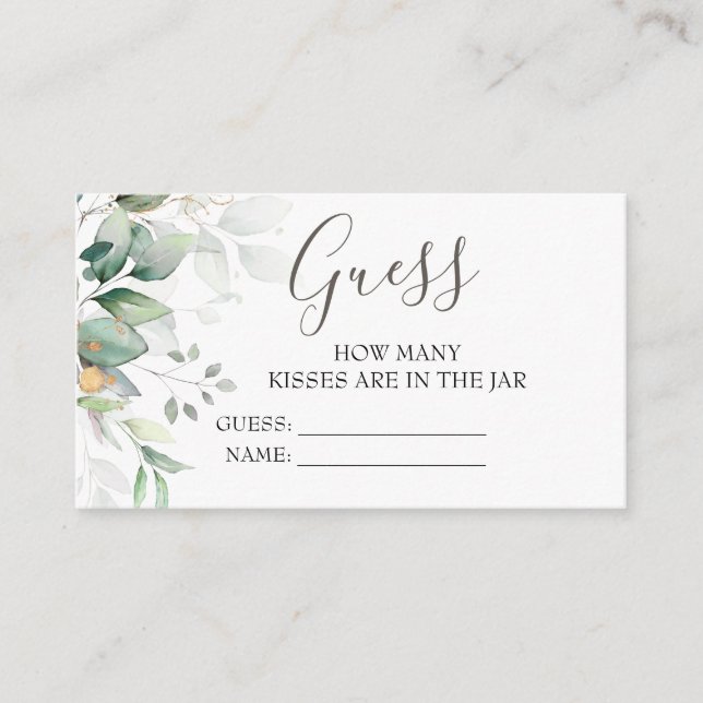 Elegant Eucalyptus Guess How Many Game  Enclosure Card (Front)