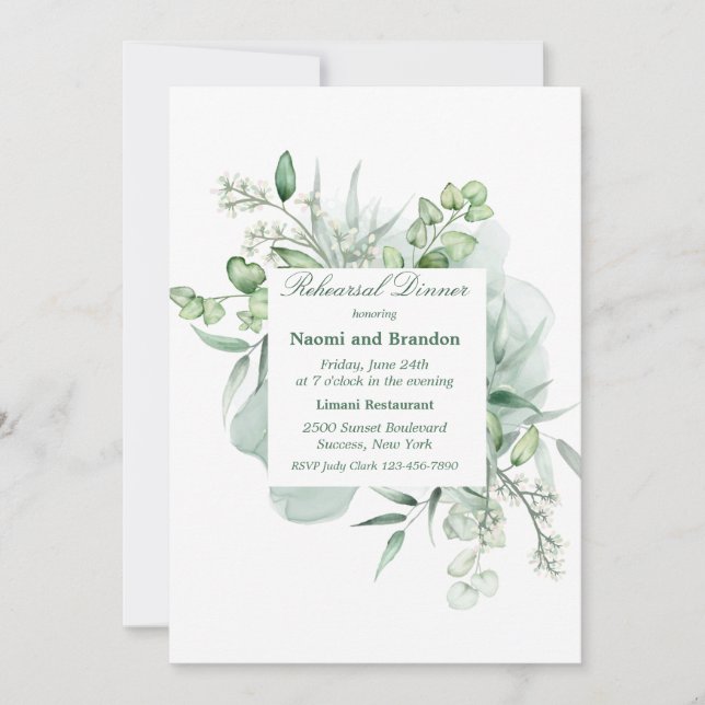 Elegant Eucalyptus Invitation (Front)