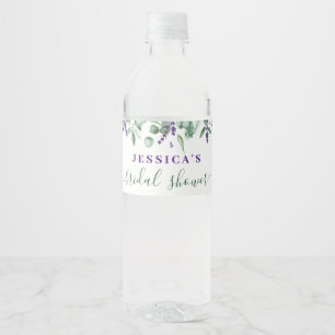 Elegant Eucalyptus Lavender Bridal Shower Water Bottle Label