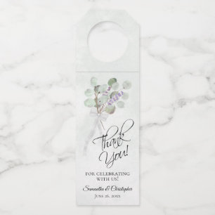 Elegant Eucalyptus & Lavender Watercolor Wedding Bottle Tag