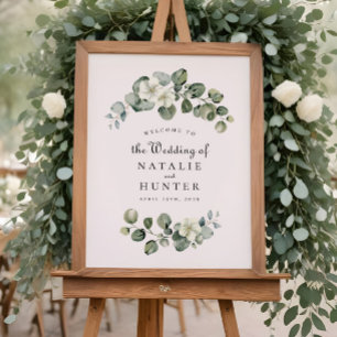 Elegant Eucalyptus Leaf Arch Greenery Wedding Sign