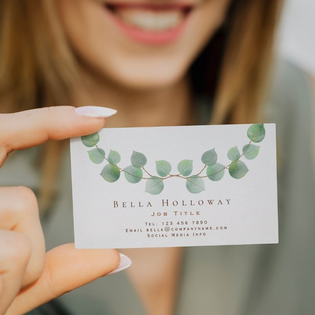 Elegant Eucalyptus Leaf Green Gold Any job Business Card (Creator Uploaded)
