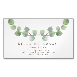 Elegant Eucalyptus Leaf Green Gold Any Profession Magnetic Business Card