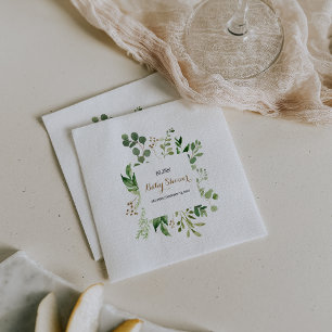 Elegant Eucalyptus Leaf Greenery Baby Shower Napkin