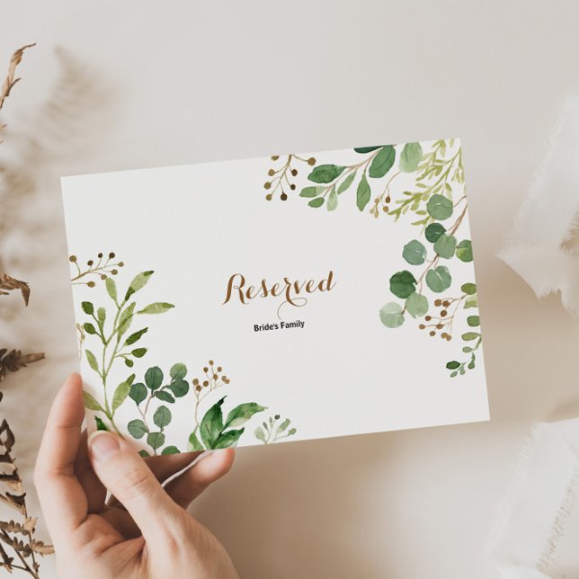 Elegant Eucalyptus Leaf Greenery Reserved Sign (Creator Uploaded)