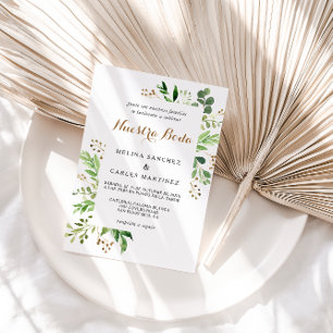 Elegant Eucalyptus Leaf Greenery Spanish Wedding Invitation