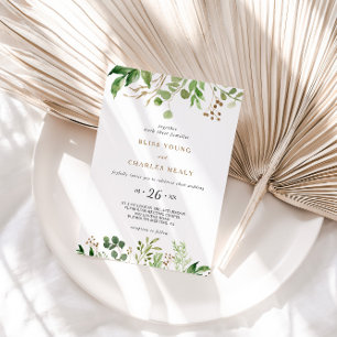 Elegant Eucalyptus Leaf Greenery Wedding Invitation