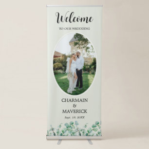 Elegant Eucalyptus leaf Greenery Wedding Retractable Banner
