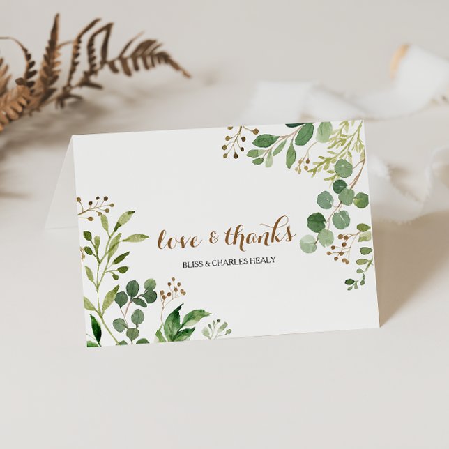 Elegant Eucalyptus Leaf Greenery Wedding Thank You Card (Creator Uploaded)
