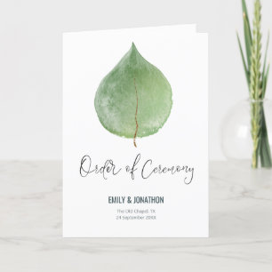 Elegant Eucalyptus Leaf Order Ceremony Wedding Programme