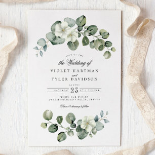 Elegant Eucalyptus Leaves Arch Greenery Wedding Invitation