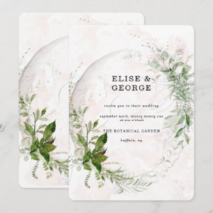 Elegant Eucalyptus Leaves Blush Pink Wedding Invitation